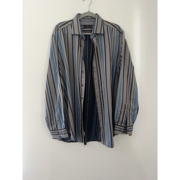 Etro Men’s Multicolor Stripe Print Button Down Dress Shirt Size 44 Italian - Picture 2 of 7